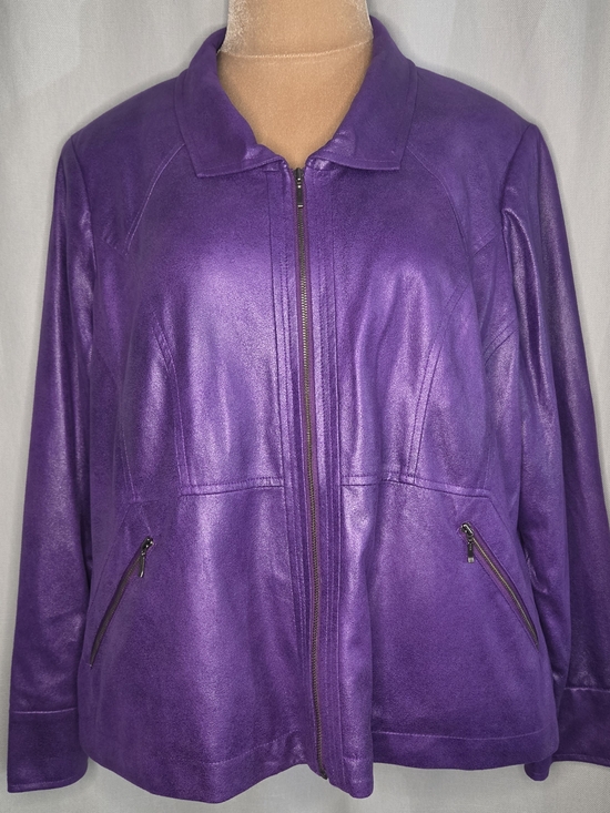 Nancy Bolen City Girl Jackets & Blazers - Nancy Bolen City Girl Purple Women's Zip-Front Jacket Size XL